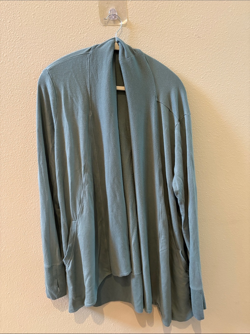 Athleta Dusty Blue Open-Front Draped Cardigan